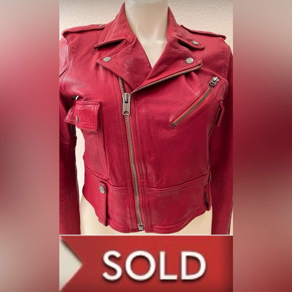 Polo Ralph Lauren Cropped Leather Moto Jacket L